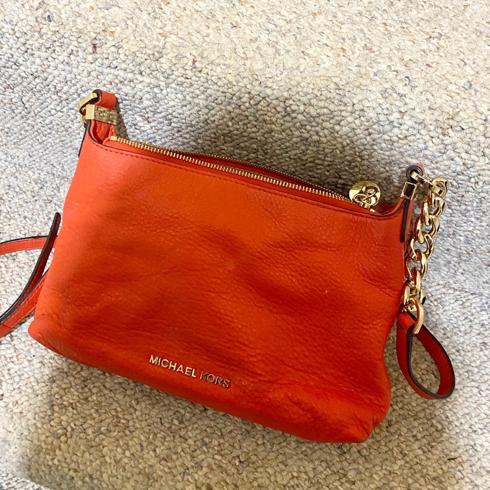 Tangerine Michael Kors Bedford Tassel bag